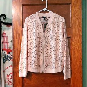 Blush Pink Lace Bomber Jacket